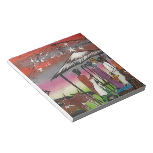 Afrikaanse kerstnativiteitsscène notitieblok (Schuin)