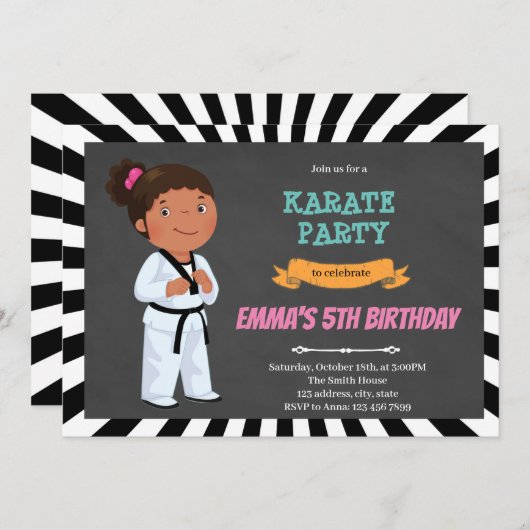 Afrikaanse kind karate uitnodiging (Voorkant / Achterkant)