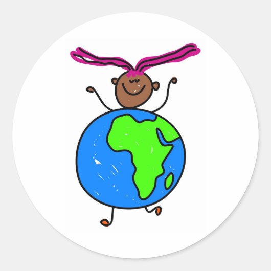 Afrikaanse Kind Ronde Sticker (Voorkant)