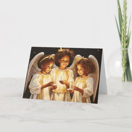 Afrikaanse kinderen kerst engelen feestdagen kaart (Voorkant)
