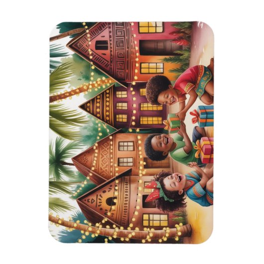 Afrikaanse Kinderen Kerst Foto Magneet (Verticaal)