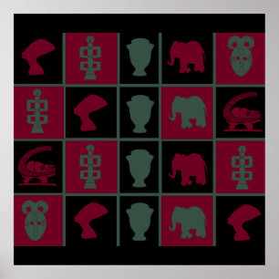 afrikaanse kleurrijke geometrische kunst poster