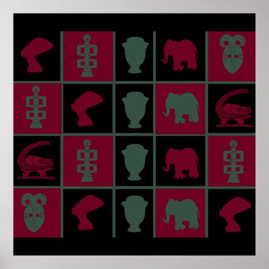 afrikaanse kleurrijke geometrische kunst poster (Voorkant)