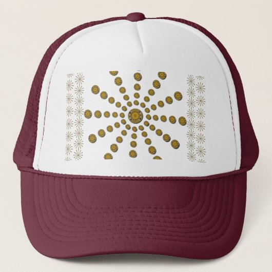 Afrikaanse koele zonnebloem polka stip Art Design Trucker Pet (Voorkant)