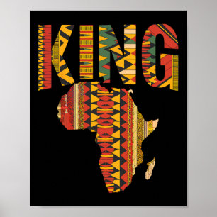 Afrikaanse Koning Kaart Kente Ontwerp Zwarte Trots Poster