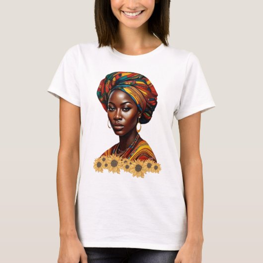Afrikaanse Koningin: Empowerant en Elegant T-shirt (Voorkant)