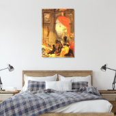 Afrikaanse koningin en zoon met leeuw in paleis canvas afdruk (Insitu (Slaapkamer))