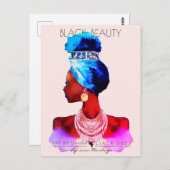 AFRIKAANSE KONINGIN KOP WRAP NATUURLIJK HAAR BRIEFKAART (Voorkant / Achterkant)