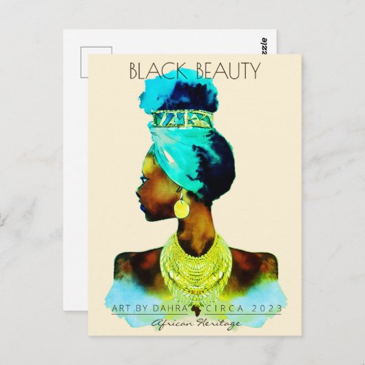 AFRIKAANSE KONINGIN KOP WRAP NATUURLIJK HAAR BRIEFKAART (Voorkant / Achterkant)