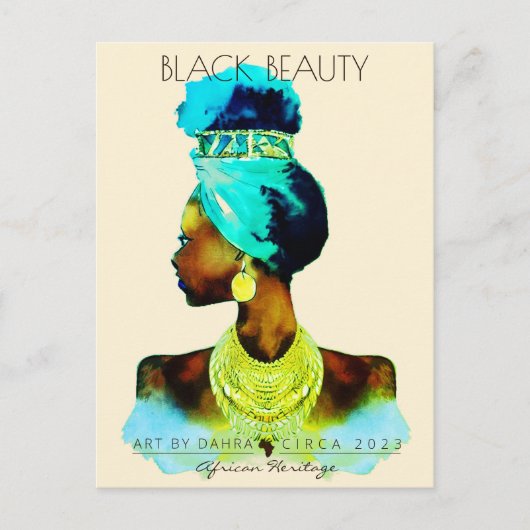 AFRIKAANSE KONINGIN KOP WRAP NATUURLIJK HAAR BRIEFKAART (Voorkant)