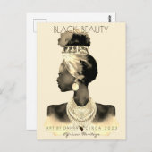 AFRIKAANSE KONINGIN KOP WRAP NATUURLIJK HAAR BRIEFKAART (Voorkant / Achterkant)