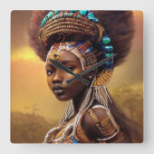 Afrikaanse koningin- vierkante klok (Voorkant)