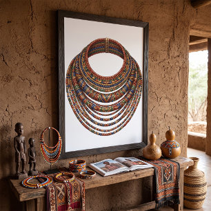 Afrikaanse Kralen Collier Halsketting Tribal Poster