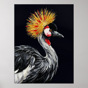 Afrikaanse Kroonkraan — Exotische Vogel Impasto Poster