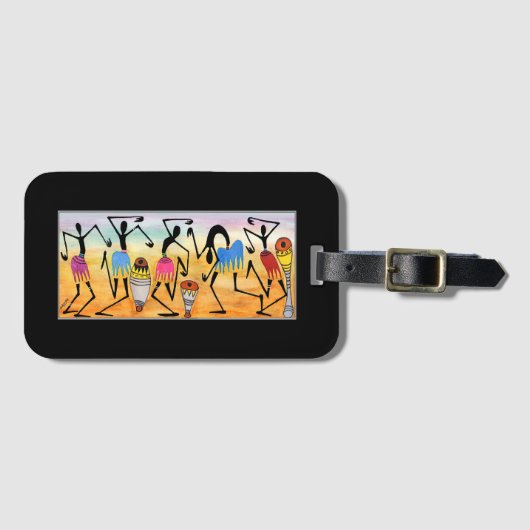 Afrikaanse kunst Abstracte Geweldige dansers Bagagelabel (Voorkant (horizontaal))