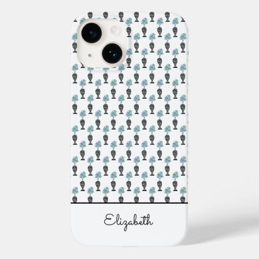 Afrikaanse kunst, blauwe tropische bloem Case-Mate iPhone case (Achterkant)
