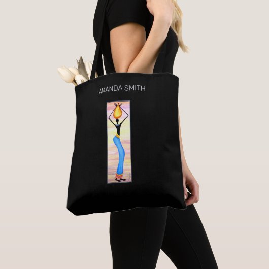 Afrikaanse kunst, elegante vrouw, kokosolie verkop tote bag (Dichtbij)