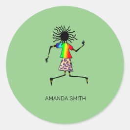 Afrikaanse Kunst, Gepersonaliseerde Gelukkige Dans Ronde Sticker