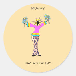 Afrikaanse kunst, Geweldige dag mummie Kaart Ronde Sticker