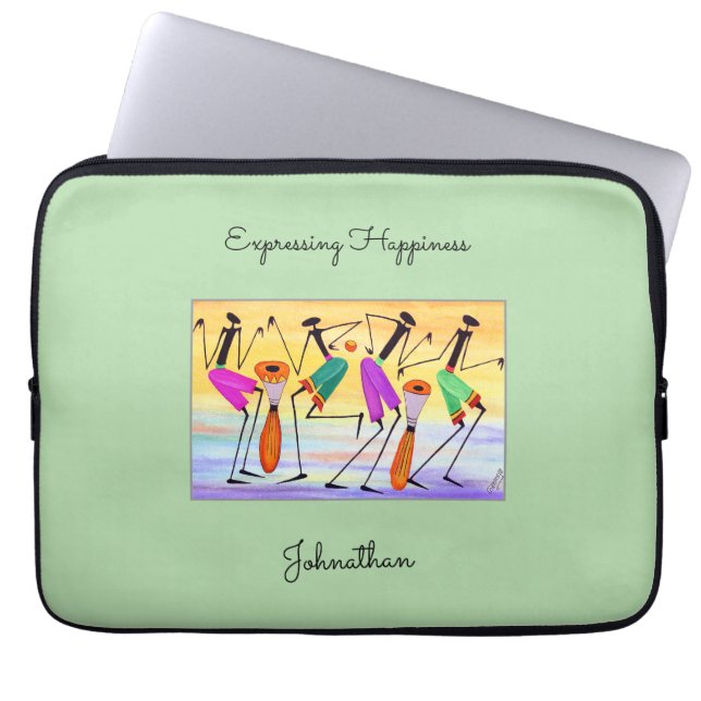Afrikaanse kunst, het uiten van geluk laptop sleeve (Voorkant)