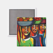 Afrikaanse kunst kleurrijk continent omhoog magneet (Voorkant / Achterkant)