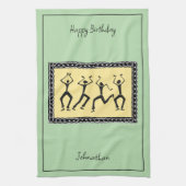 Afrikaanse kunst, laten we feesten theedoek (Verticaal)