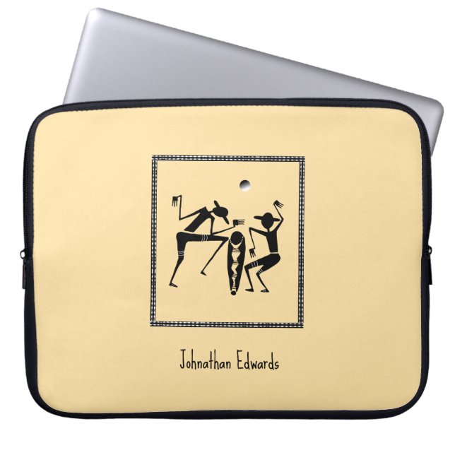 Afrikaanse kunst, maanlicht dans laptop sleeve (Voorkant)