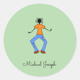 Afrikaanse kunst, meesterdanser ronde sticker