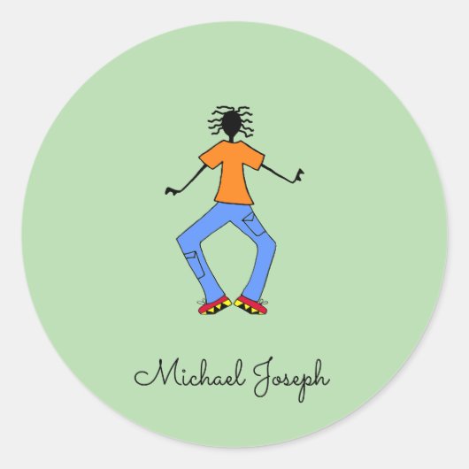 Afrikaanse kunst, meesterdanser ronde sticker (Voorkant)