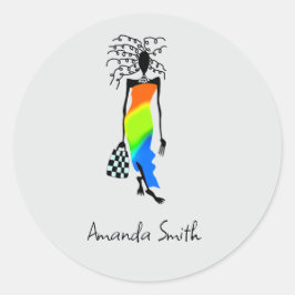 Afrikaanse Kunst, Mode Dame Ronde Sticker