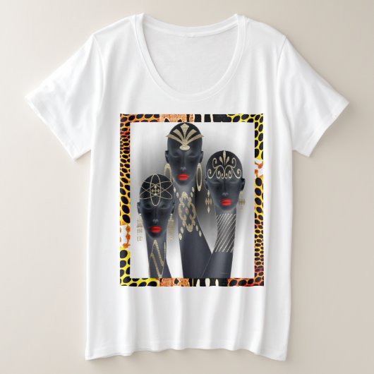 Afrikaanse Kunst Plus Size Grote Maat T-shirt (Design voorkant)