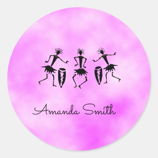 Afrikaanse kunst, roze wolk Inspirerend dans Ronde Sticker (Voorkant)