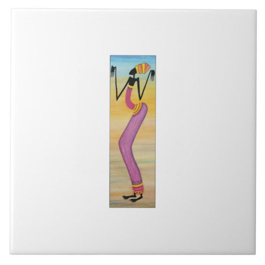 Afrikaanse kunst Schattige en stijlvol meisje Tegeltje (Voorkant)