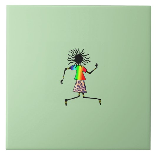 Afrikaanse kunst, Schattigee blije danser Tegeltje (Voorkant)