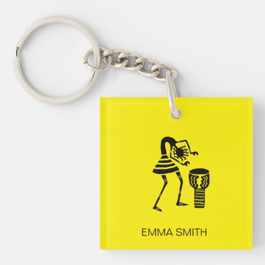 Afrikaanse kunst, Schattigee Silhouette Muziek Mei Sleutelhanger (Voorkant)