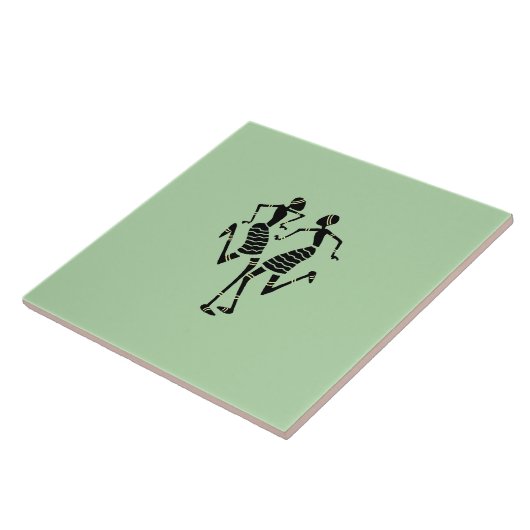 Afrikaanse kunst silhouet dansers tegeltje (Zijkant)