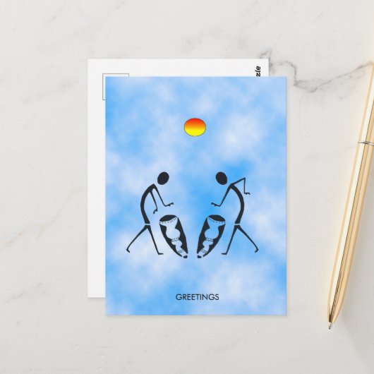 Afrikaanse kunst silhouet dansers viering briefkaart (Voorkant / Achterkant in situ)