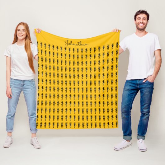 Afrikaanse kunst, silhouet gitarist patroon fleece deken (In situ)