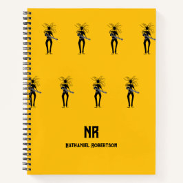 Afrikaanse kunst, silhouet gitarist patroon notitieboek