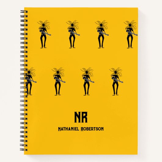 Afrikaanse kunst, silhouet gitarist patroon notitieboek (Voorkant)