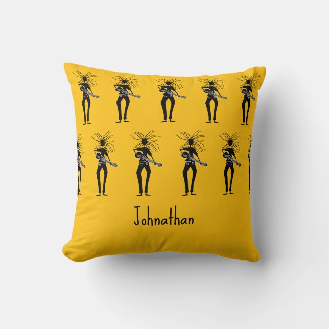 Afrikaanse kunst, silhouet gitaristen kussen (Voorkant)