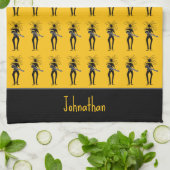 Afrikaanse kunst, silhouet gitaristen theedoek (Gevouwen)