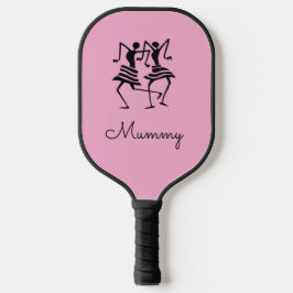 Afrikaanse kunst, silhouet viering dansers roze pickleball paddle