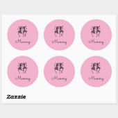 Afrikaanse kunst, silhouet viering dansers roze ronde sticker (Vel)