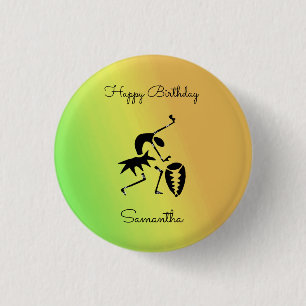 Afrikaanse kunst, Silhouette Dancer Kleurrijk Ronde Button 3,2 Cm
