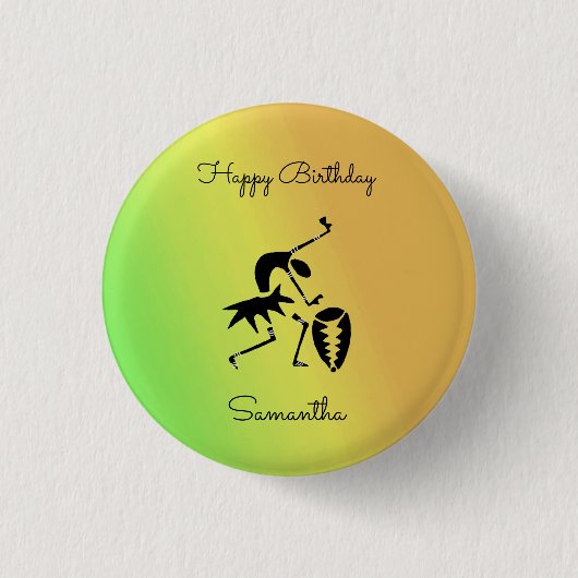 Afrikaanse kunst, Silhouette Dancer Kleurrijk Ronde Button 3,2 Cm (Voorkant)