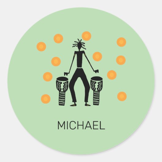 Afrikaanse kunst. Silhouette Viering Ronde Sticker (Voorkant)
