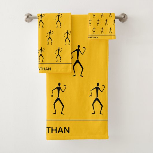 Afrikaanse kunst, stok Man silhouet danst patroon Bad Handdoek (Insitu)