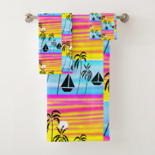 Afrikaanse kunst, tropische zonsondergang Zomerzei Bad Handdoek