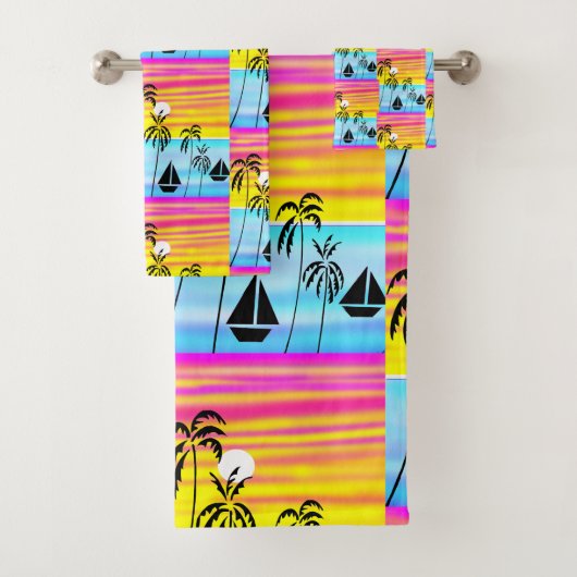 Afrikaanse kunst, tropische zonsondergang Zomerzei Bad Handdoek (Insitu)